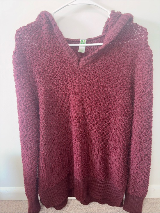 GreenTea Sweaters - GreenTea Women's Hooded Knit Sweater in Burgundy